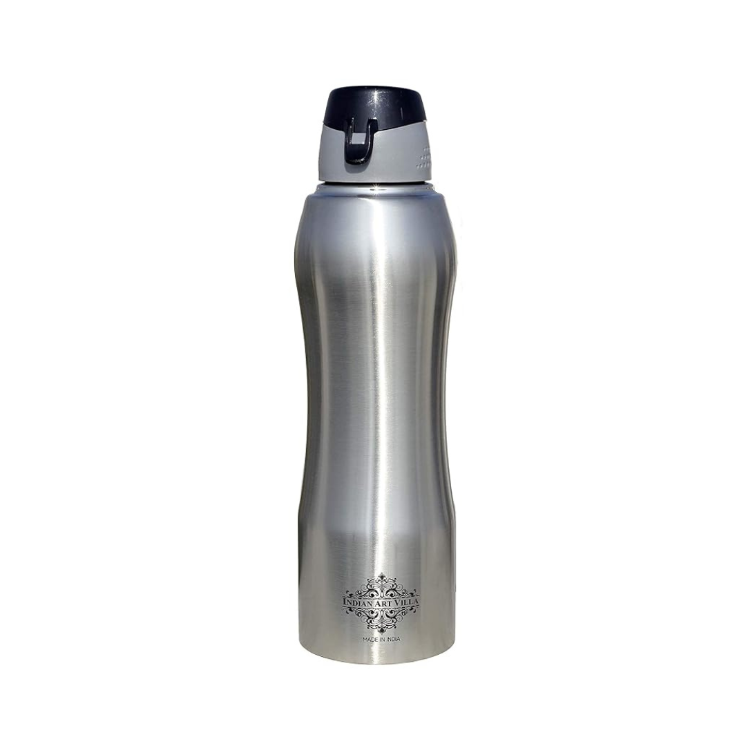 Indian Art Villa Stainless Steel Water Bottle New Sipper Cap Plain Matt - 1000 ml