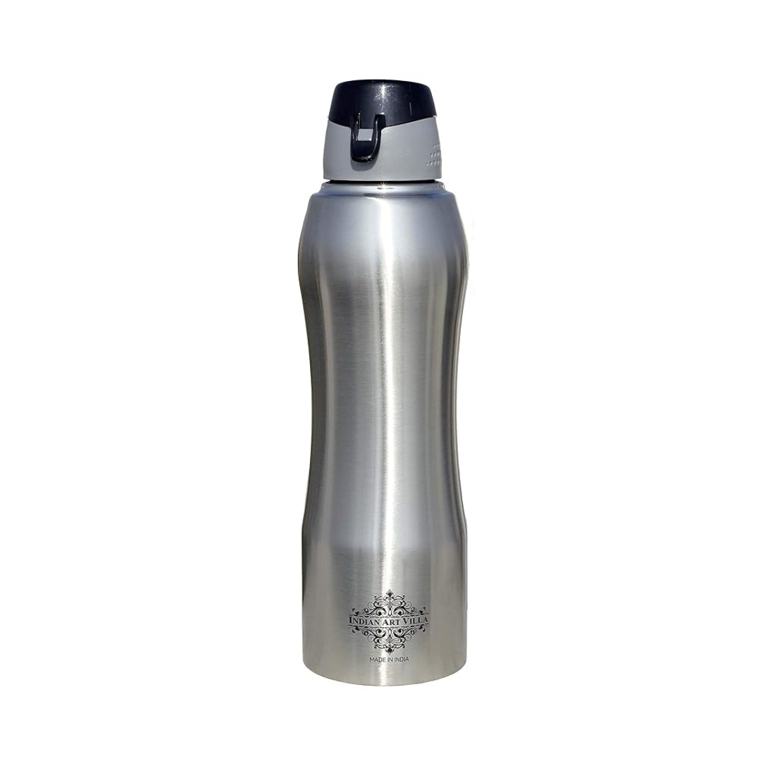 Indian Art Villa Stainless Steel Water Bottle New Sipper Cap Plain Matt - 1000 ml