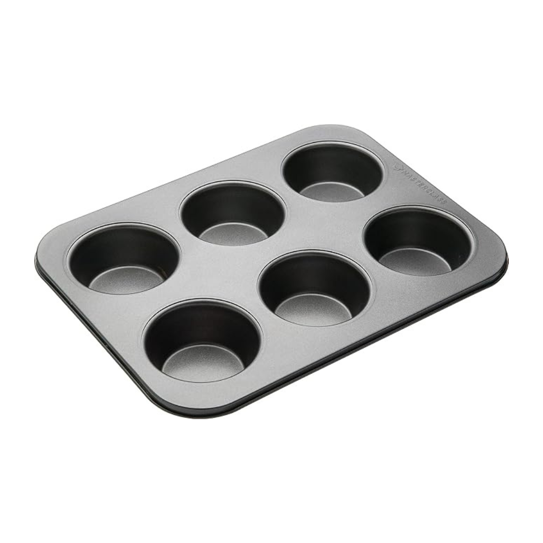 MasterClass 6 Hole Muffin Tray for thinKitchen PFOA Non Stick Robust 1mm Carbon Steel