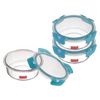 Hazel Borosilicate Glass Round Airtight & Leak Proof Container Set of 3 Transparent