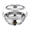 Kanshitas Rasoiware Heavy Gauge Stainless Steel Induction Bottom Gas Stove Friendly Kadhai with Lid 5 Litre