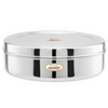 Jaggery Steel Heavy Mirror Finished Papad Dabba multi Purpose Container Dia 24cm