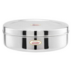 Jaggery Steel Heavy Mirror Finished Papad Dabba Multi Purpose Container Dia 26cm