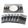 Leeonz PVC Vinyl Heat Resistant Placemats Set of 8 Dining Table Mats Grey-Black PLC01-C