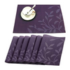 Leeonz Easy to Clean Non-Slip Heat Resistant Dining Table Mats Purple Set of 6pcs