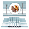 Pepplo PVC Placemats Placemats for Dining Table Set of 6 Sky Blue Line (PLC10E6)