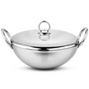 Prabha Stainless Steel Heavy Gauge Hammered Finish Kadhai Kadai with Lid Capacity 1.3 L, Size 200 mm