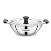 Potscape Essential Stainless Steel Kadai with Lid 22 cm Capacity 2 Ltr 22 Gauge