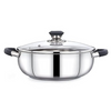 Praylady Stainless Steel 3 Ply Base Kadai with Glass Lid Ecstasy Series Dia 20cm 2.0L