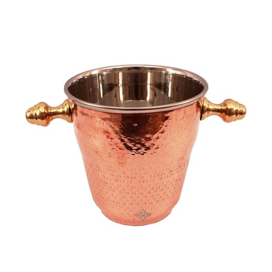 Indian Art Villa Handmade Copper & Steel Champagne Wine Ice Bucket | 620 gms