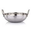Praylady Stainless Steel Kadai with Handle Traditional Series 2mm Capacity 1.5 Litre Silver