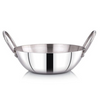 Praylady Stainless Steel 16G Series Deep Flat Kadai 24 cm Capacity 2.5 Litre Silver