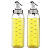 Spatlus Oil Dispenser Bottles with Stainless Steel Automatic Pourers No Drip Glass Oil (Pack of 2)