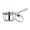 Praylady Stainless Steel 3 Ply Base Sauce Pan with Glass Lid Delight Series 18 Cm Dia Capacity 1.8 Litre Silver