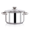 Praylady Stainless Steel Stockpot with Glass Lid Delight Series 3 Ply Base Stockpot Capacity1.8 Litre Silver
