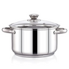 Praylady Stainless Steel with Glass Lid Delight Series 3 Ply Base Stockpot Size 20 cm 2.8 Litre Silver
