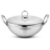 Prabha Stainless Steel Heavy Gauge Hammered Finish Kadhai with Lid Capacity 3.4 L Size 280 mm