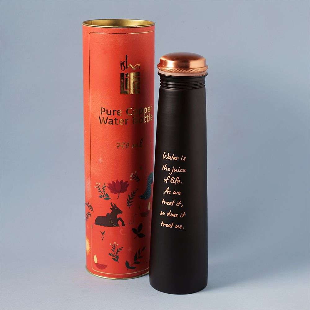 Ishalife Sadhguru Quote Copper Bottle Black - 750 ml