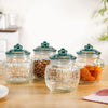 Nestasia Vintage Basket Weave Jar Set of 4 (750ml) | Glass Storage Jars with Lid