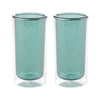 UMAI Double Wall Glass Coffee Mugs Set of 2 (250ml) | Green