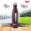 USHA SHRIRAM Insulated Stainless Steel Water Bottle | Hot 18H, Cold 24H | 500ml | Maroon
