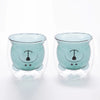 UMAI Pack of 2: Blue Teddy Bear Double Walled Borosilicate Glass Mugs | 250ml | Blue