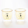 UMAI Cute Teddy Bear Double Walled Borosilicate Glass Mug Set of 2 (250ml) | Yellow