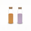 UMAI Borosilicate Glass Water Bottle with Sleeve 550ml | Pack of 2 | Purple-Yellow