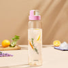 Borosil Crysto Glass Water Bottle with Pink Lid 750 ml