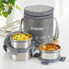Borosil Slate Stainless Steel Lunch Box Set of 3 Tall (460ml x 1 + 280ml x 2)