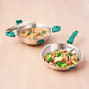The Indus Valley Premium Tri-Ply Cookware Set - Kadai with Glass Lid 22cm + Frypan 22cm Induction Gas Compatible