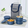 Borosil Carrymore Microwavable Round Stainless Steel Lunch Box Set of 2 (300ml each)