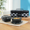 Borosil Larah ColorMate Horizontal Square Lunch Box Black Set of 2 (320ml each)