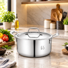 FnS NuChef Triply Stainless Steel Casserole 24cm with Lid (4.7L) Induction & Gas Compatible