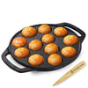 Tosaa Non-Stick Grill Appam 12-Cavity Designer Gas Compatible (Color May Vary) No Lid