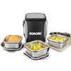 Borosil Feast Steel Square Tiffin Box Set of 3 (400ml each)