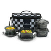 Borosil Larah ColorMate Universal Lunch Box Black Set of 4 (320ml x 2 + 240ml x 2)