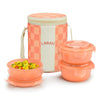 Borosil Larah ColorMate Vertical Round Lunch Box Pink Set of 3 (400ml each)
