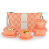 Borosil Larah ColorMate Daisy Universal Lunch Box Pink Set of 4 (320ml x 2 + 240ml x 2)