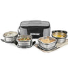 Borosil Feast Steel Tiffin Box Set of 4 (2 Square + 2 Round 400ml each)