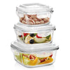 Borosil Klip N Store Round Glass Container Set of 3 (320ml + 520ml + 800ml)