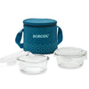 Borosil Glass Tiffin Office Lunch Box with Teal Bag