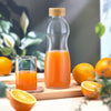 Borosil Curve Borosilicate Glass Bottle with Bamboo Lid 750ml
