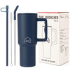 House of Quirk 1200ML Stainless Steel Tumbler with Handle & Lid _ Shadow Blue