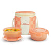 Borosil Larah ColorMate Vertical Round Lunch Box Pink Set of 2 (400ml each)