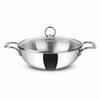 Orange Triply Stainless Steel Deep Kadai with Glass Lid 3.5 litres Capacity (26 cm Diameter)
