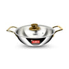 Camro Triply Artisian Kadhai With Lid 26 cm 3.3 Liters kadhai Steel Stainless Kadhai For Deep Frying