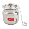 Hazel Ghee Pot with Spoon Stainless Steel Hammered Finish Ghee Container Oil