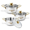 Wonderchef Gold Stanton Stainless Steel Casserole Set 3 Pcs
