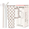 House of Quirk 1200ML Stainless Steel Tumbler with Handle & Lid - Oatmeal Ckeck